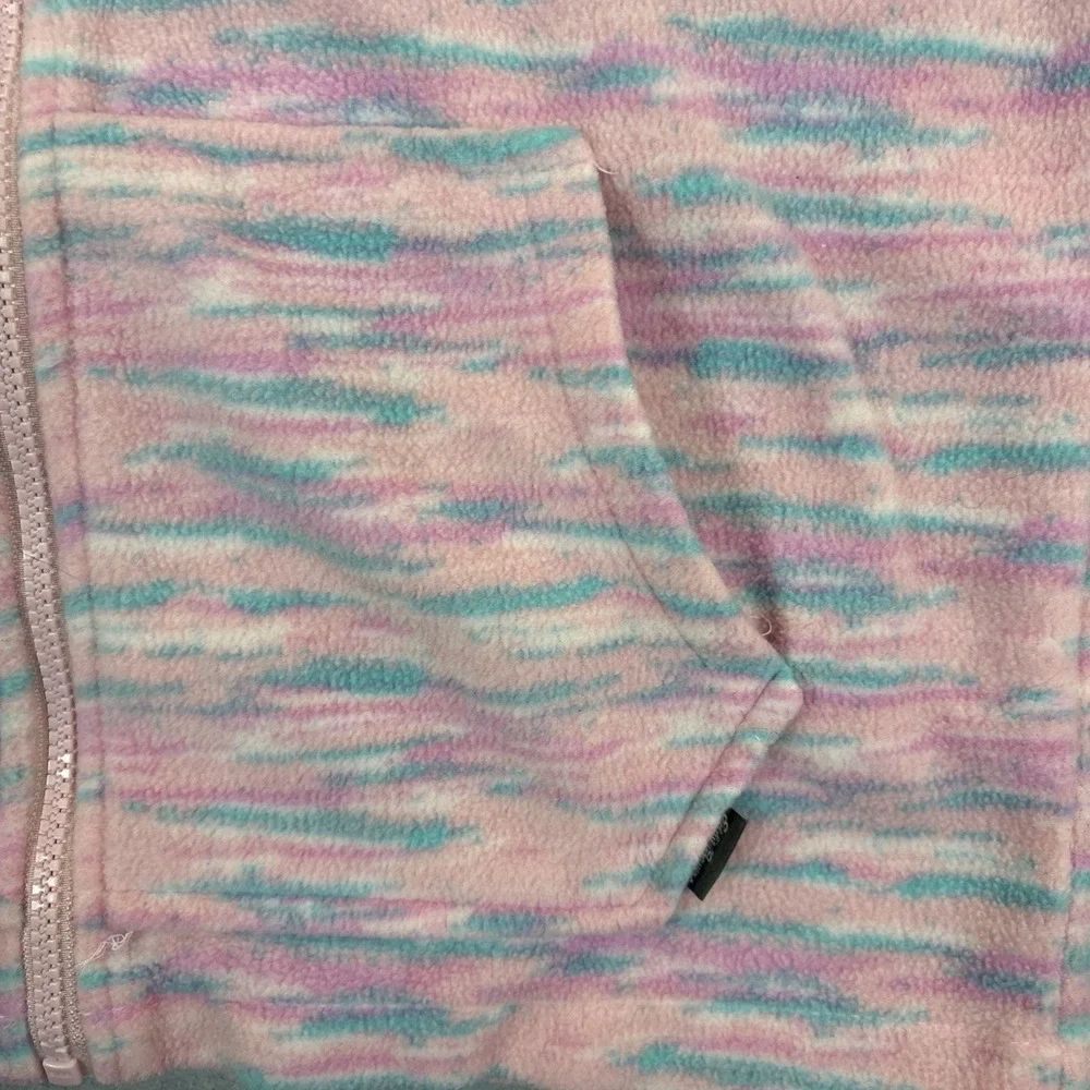 Youth School Eddie Bauer Girls L 14/16 Pink Aqua Space Dye Fleece Jacket Pockets